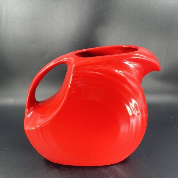 Fiesta Ware Fiesta Red Large Disc Pitcher Carafe Jug Pottery Vintage USA Marked - Picture 11 of 12